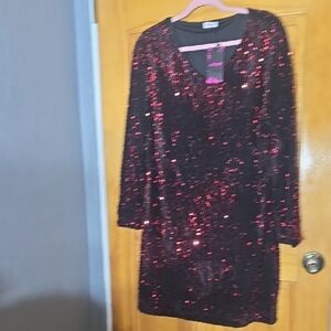 Sparkling Black and Red Sequin Dress